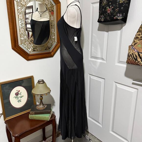 VTG Y2K Frederick's of Hollywood Black Soft Knit Sheer Mesh Maxi Lingerie Slip - Picture 3 of 7
